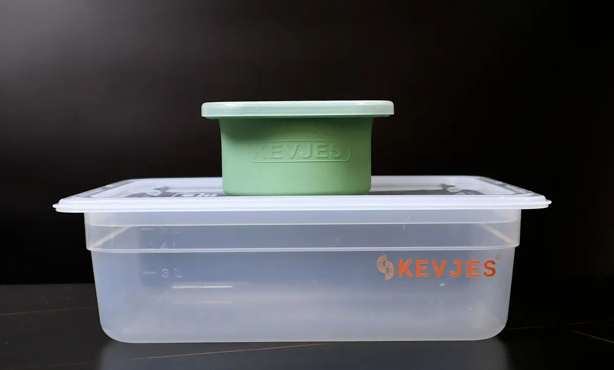 Large proofing box beside an individual container