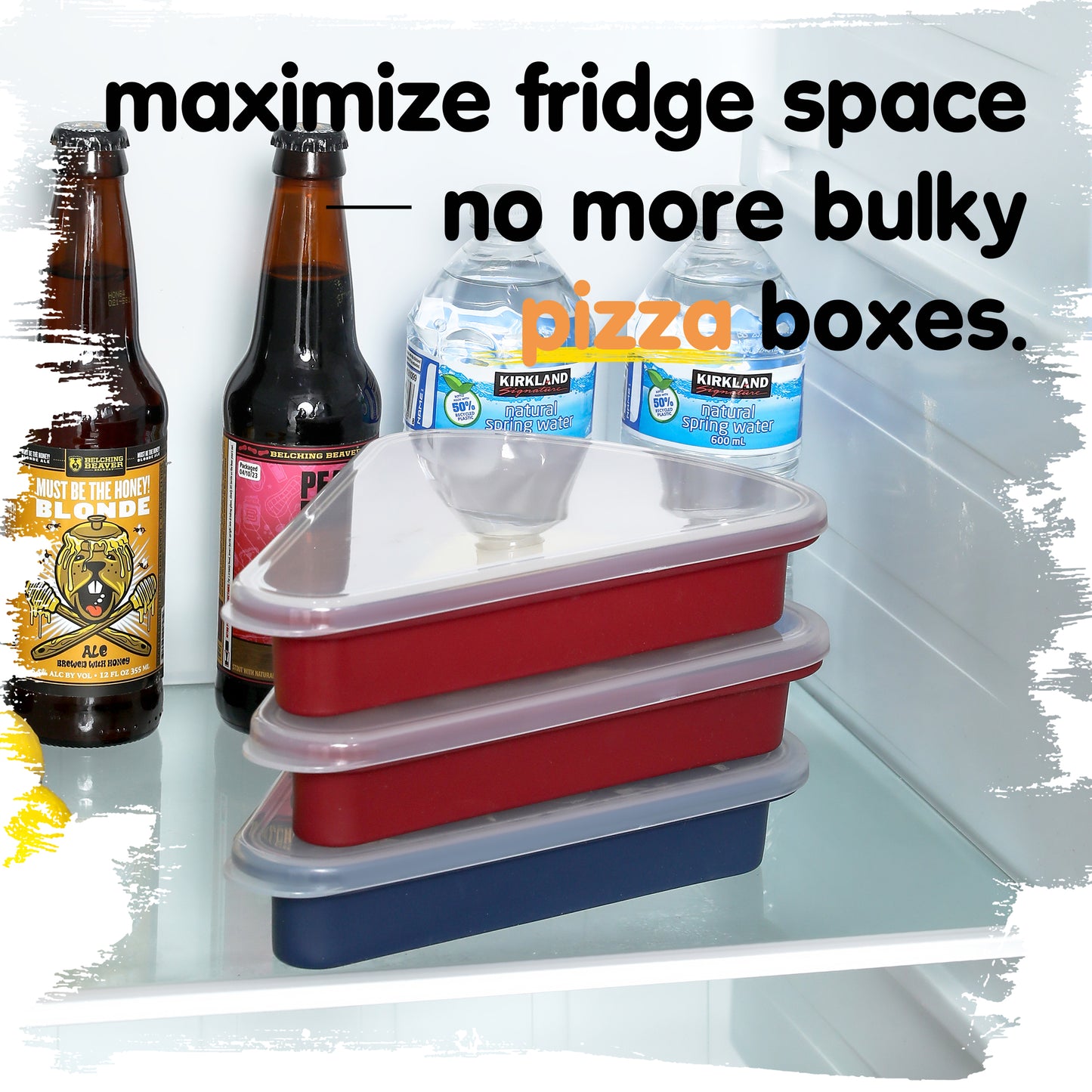 Steel-Reinforced Pizza Slice Containers (4-Pack, Space Gray) for Up to 16-Inch Pizzas