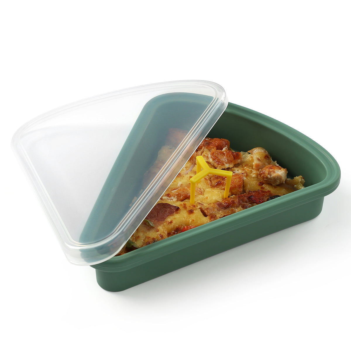 Slice Container Rectangle Steel-Reinforced Pizza Slice Containers (4-Pack, Green) for Up to 16-I ...
