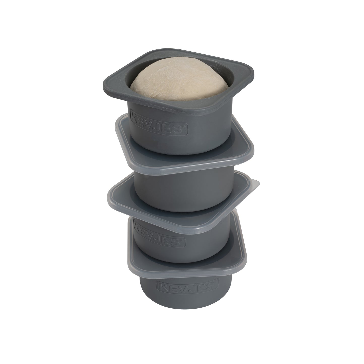 Pizza Dough Proofing Containers PLUS-1000ml-Space Grey, 4sets