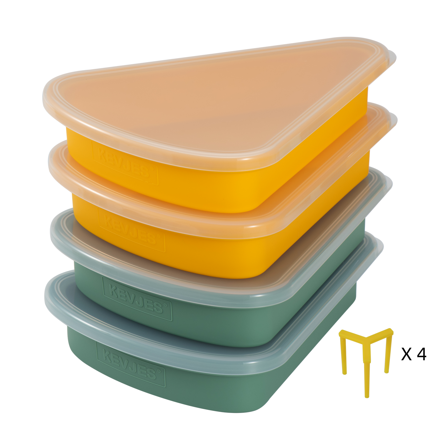 Reusable Silicone Leftover Pizza Slice Container -2Green+2Yellow,4sets