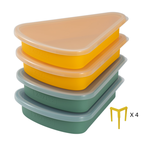 Reusable Silicone Leftover Pizza Slice Container -2Green+2Yellow,4sets