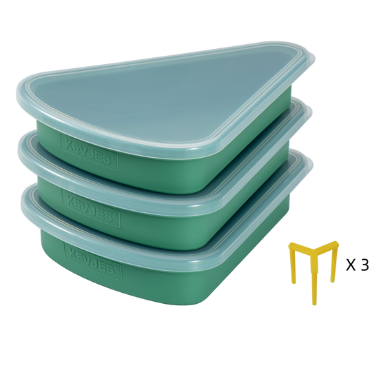 Reusable Silicone Leftover Pizza Slice Container -Green,3sets