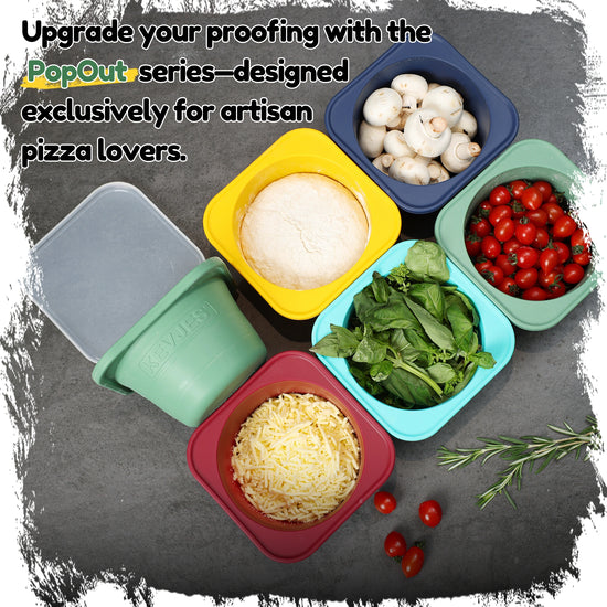 PopOut Series 1000ml Collapsible Pizza Dough Proofing Containers (4-Pack, Green) for 12–16 Inch Pizzas