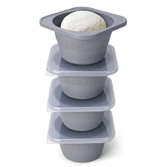 PopOut Series 1000ml Collapsible Pizza Dough Proofing Containers (4-Pack, Space Grey) for 12–16 Inch Pizzas