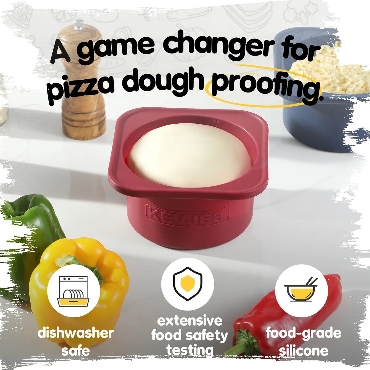 1000ml Pizza Dough Proofing Containers (2-Pack, Cranberry) for 12–16 Inch Pizzas