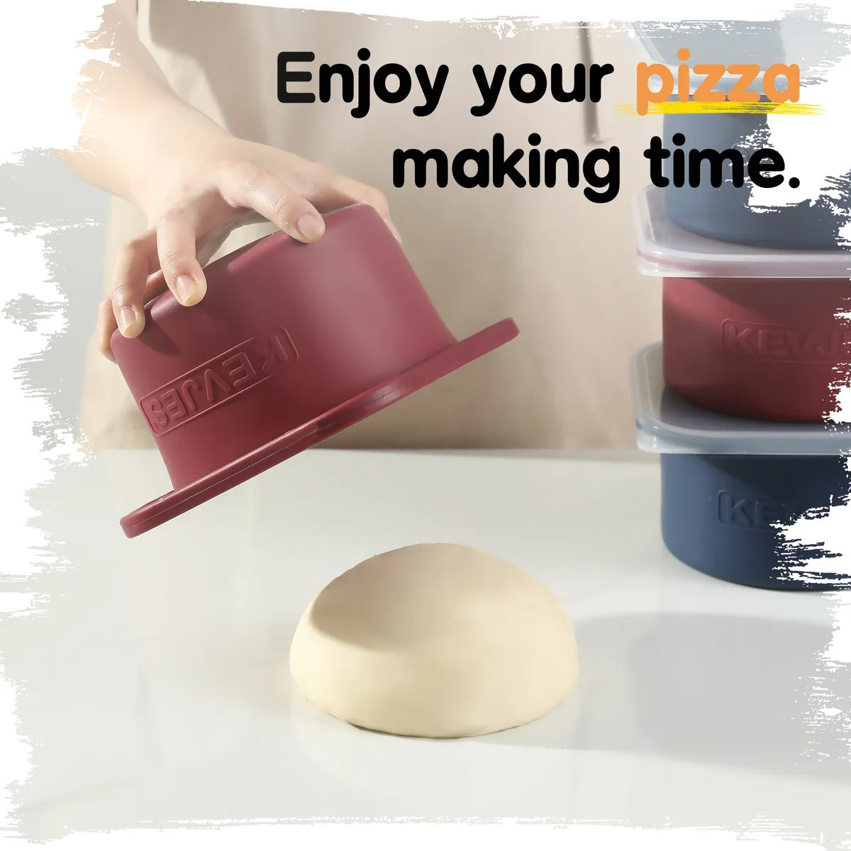 1000ml Pizza Dough Proofing Containers (2-Pack, Cranberry) for 12–16 Inch Pizzas