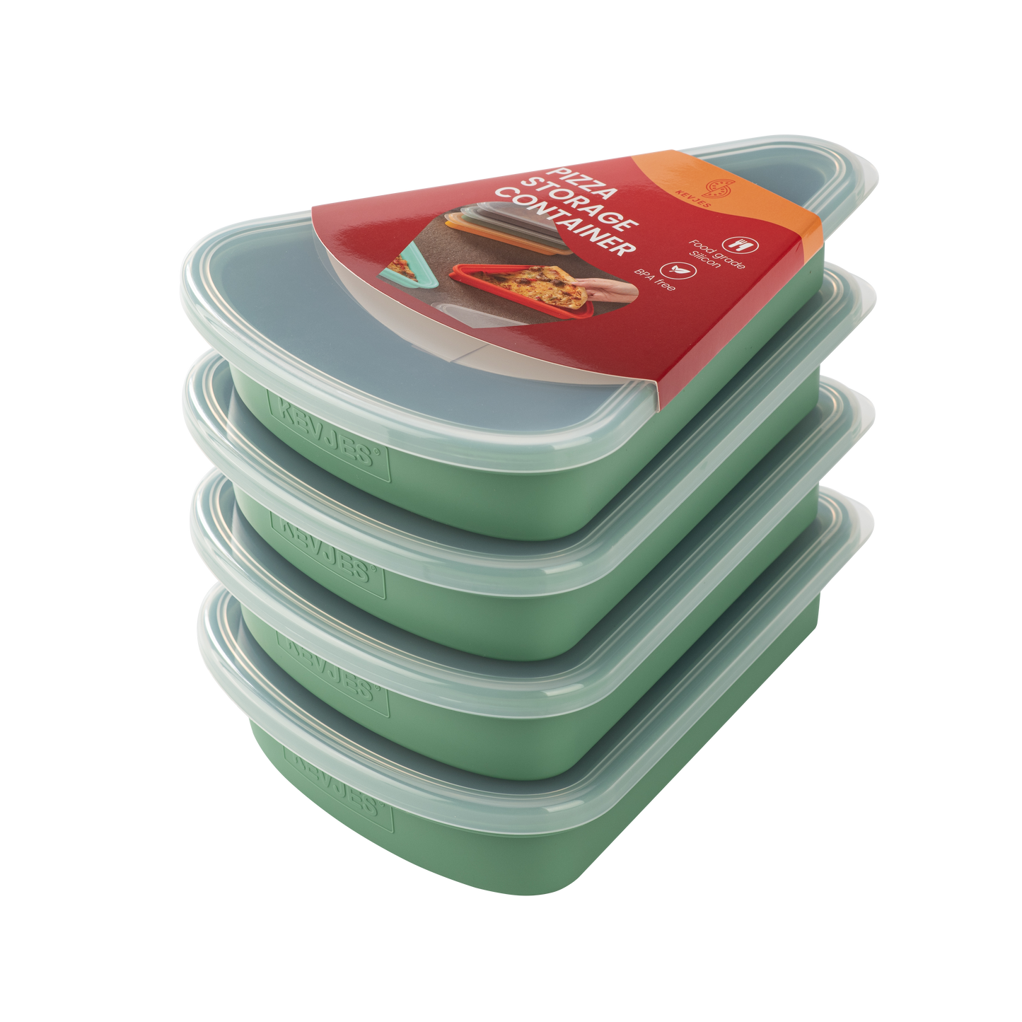 Steel-Reinforced Pizza Slice Containers (4-Pack, Green) for Up to 16-Inch Pizzas