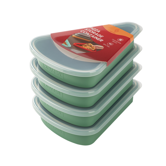 Steel-Reinforced Pizza Slice Containers (4-Pack, Green) for Up to 16-Inch Pizzas