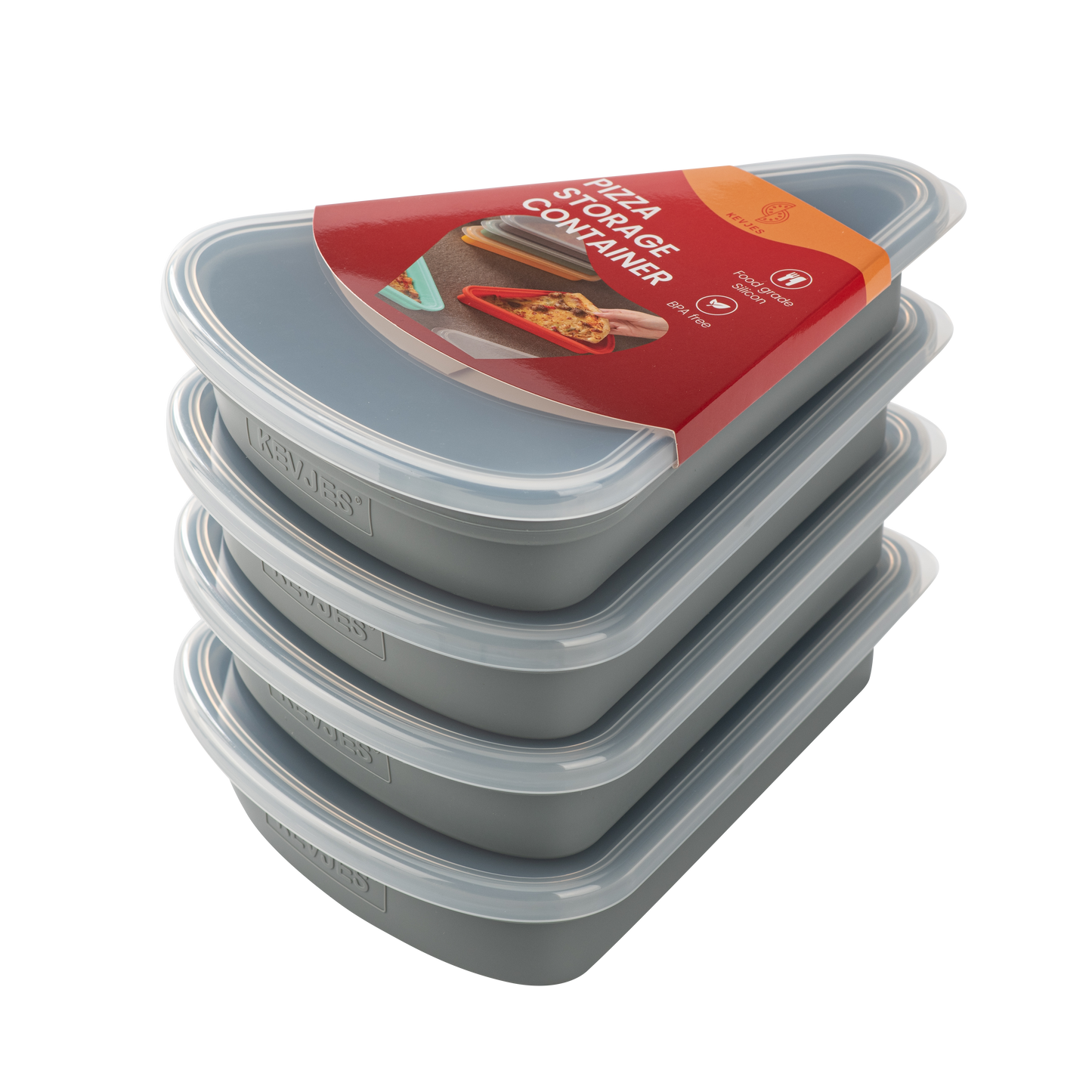 Steel-Reinforced Pizza Slice Containers (4-Pack, Space Gray) for Up to 16-Inch Pizzas