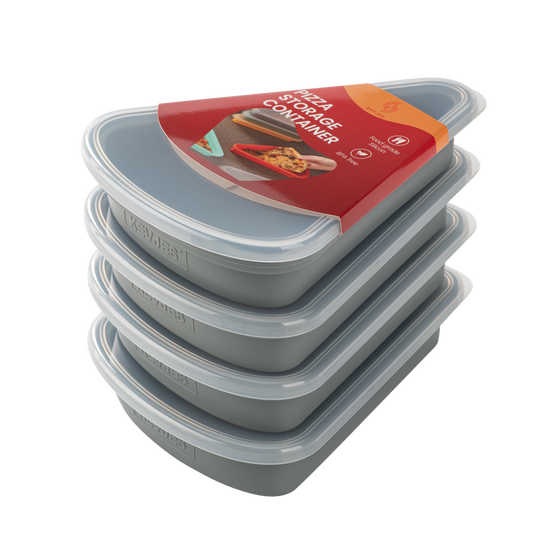 Steel-Reinforced Pizza Slice Containers (4-Pack, Space Gray) for Up to 16-Inch Pizzas