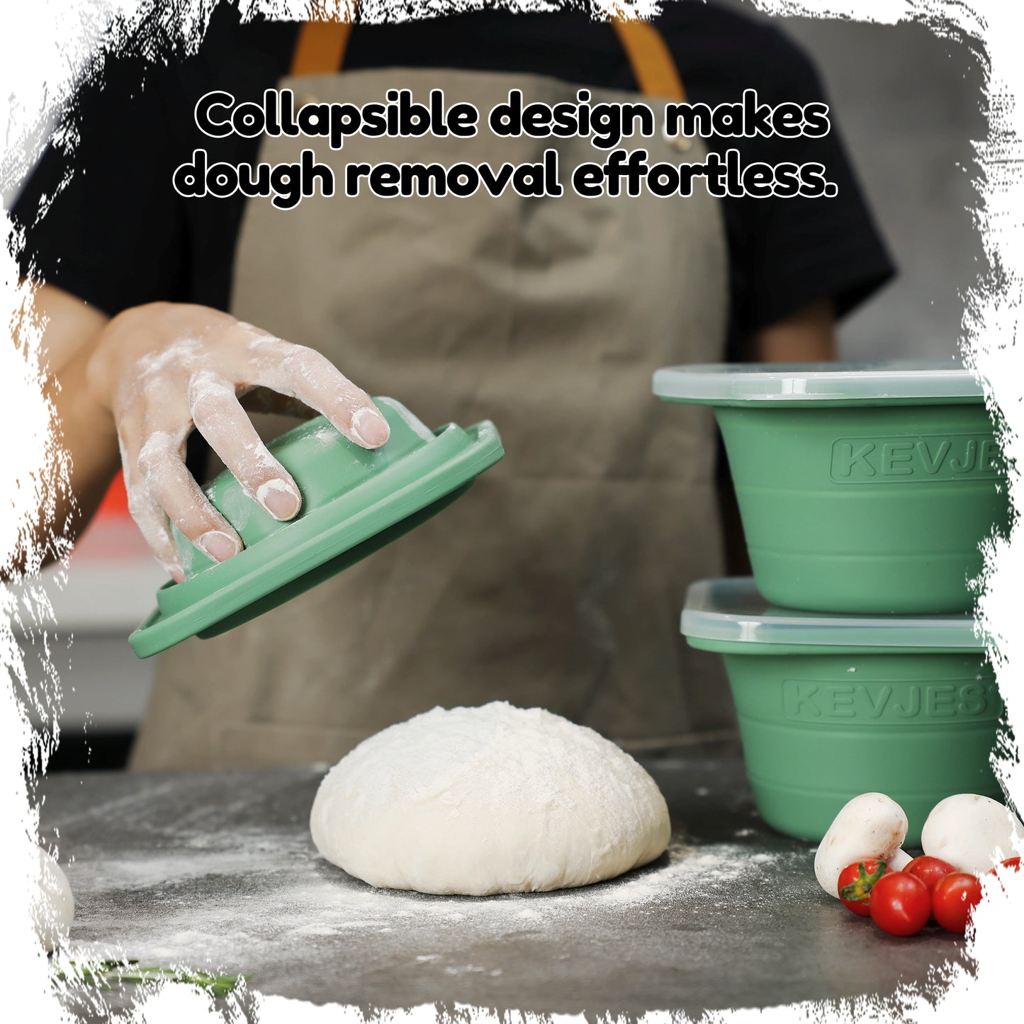 PopOut Series 1000ml Collapsible Pizza Dough Proofing Containers (2-Pack, Green) for 12–16 Inch Pizzas