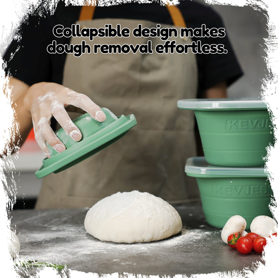 PopOut Series 1000ml Collapsible Pizza Dough Proofing Containers (2-Pack, Green) for 12–16 Inch Pizzas