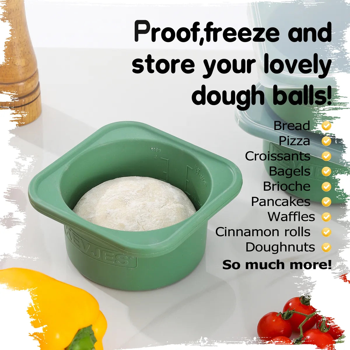 500ml Pizza Dough Proofing Containers (4-Pack, Green) for 10–12 Inch Pizzas