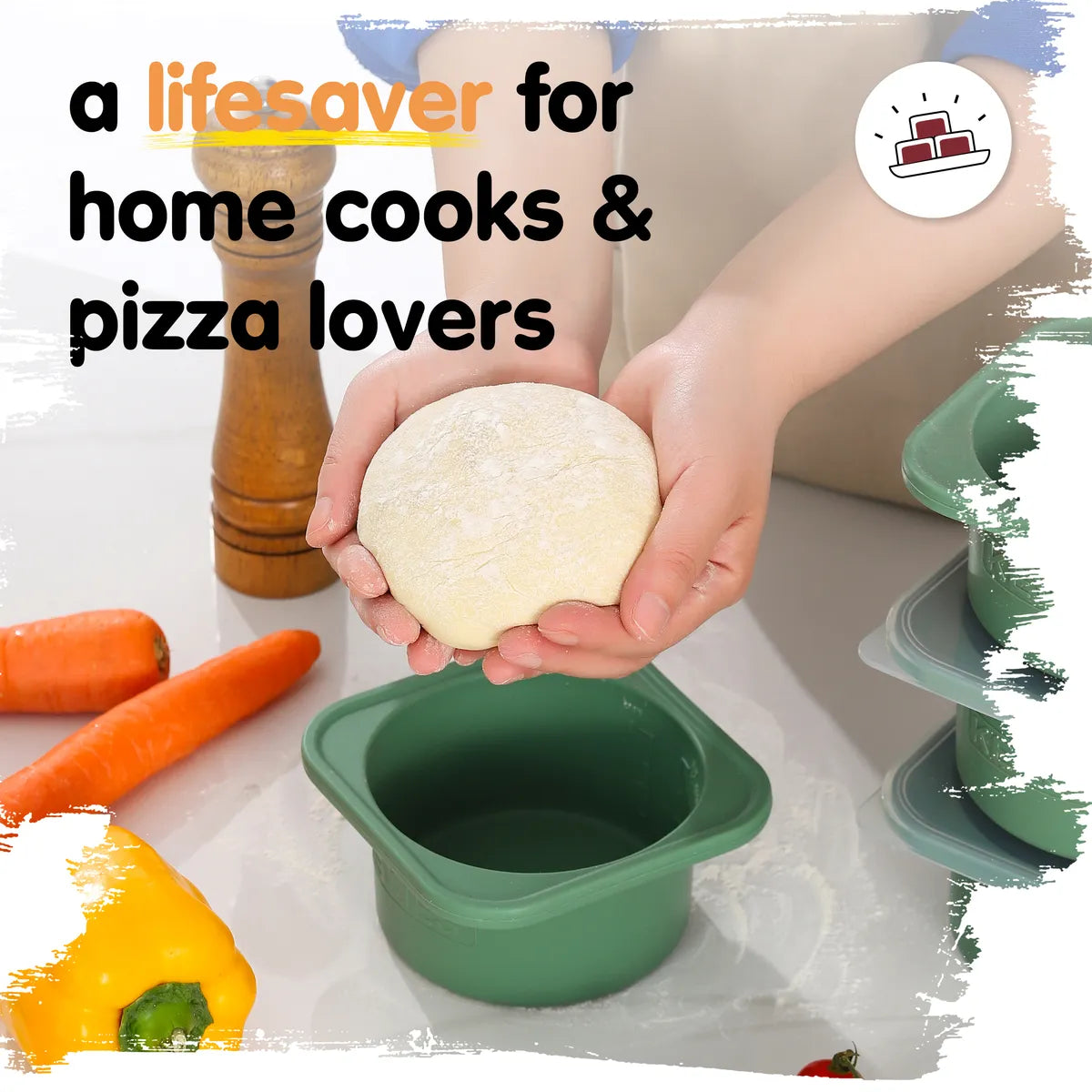 500ml Pizza Dough Proofing Containers (4-Pack, Green) for 10–12 Inch Pizzas