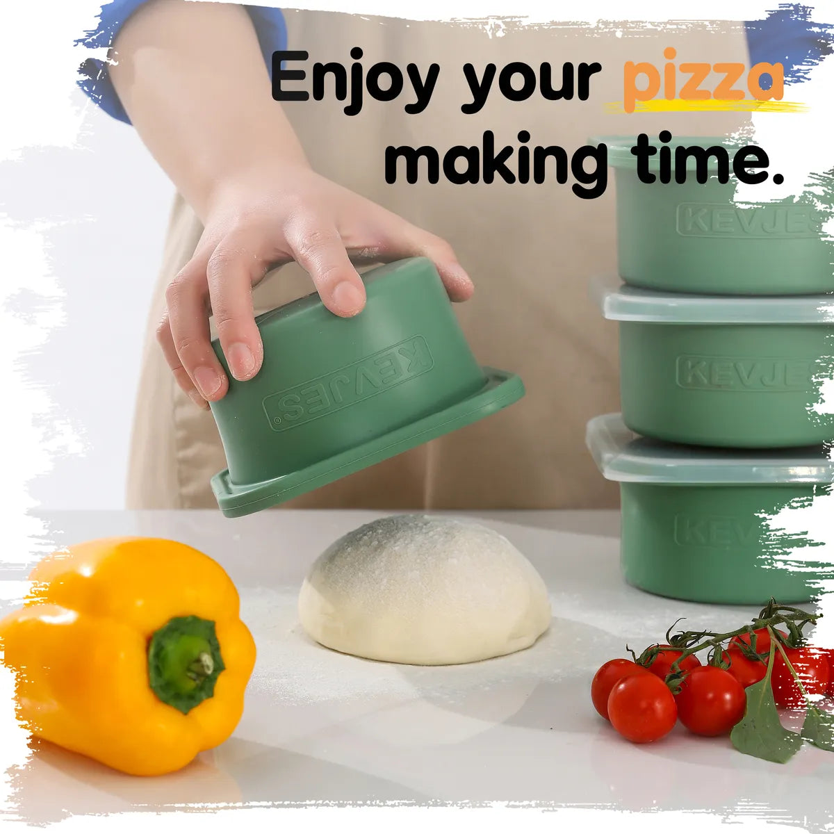 500ml Pizza Dough Proofing Containers (4-Pack, Green) for 10–12 Inch Pizzas