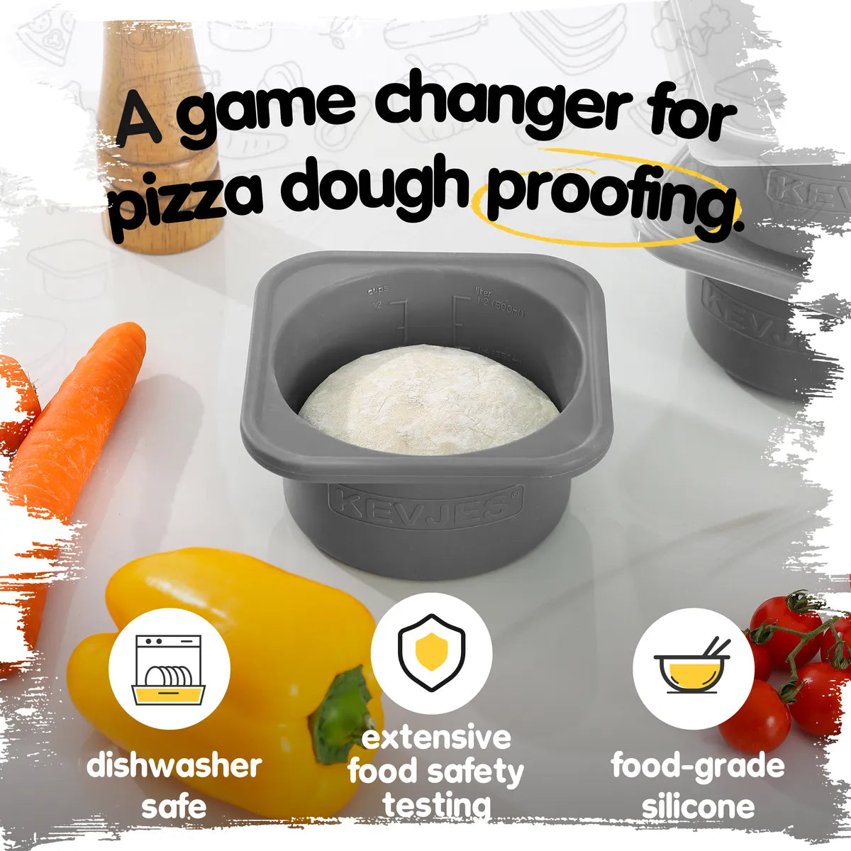 500ml Pizza Dough Proofing Containers (4-Pack, Space Gray) for 10–12 Inch Pizzas