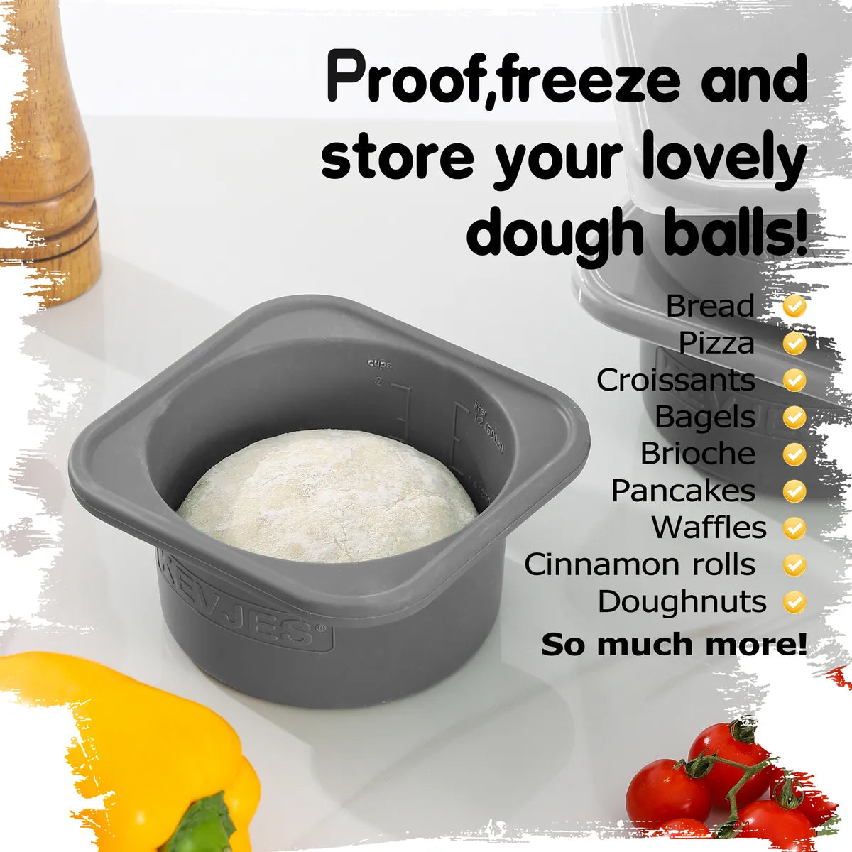 500ml Pizza Dough Proofing Containers (4-Pack, Space Gray) for 10–12 Inch Pizzas