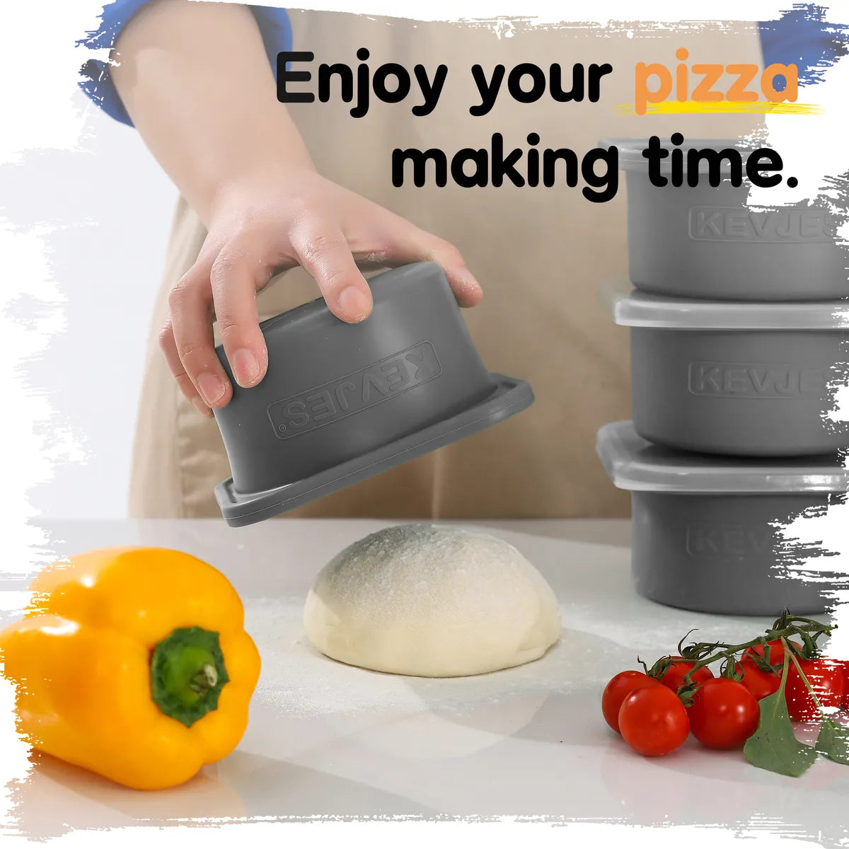 500ml Pizza Dough Proofing Containers (4-Pack, Space Gray) for 10–12 Inch Pizzas