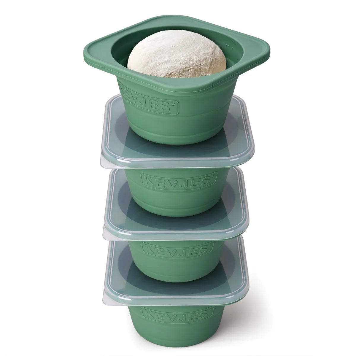 PopOut Series 1000ml Collapsible Pizza Dough Proofing Containers (4-Pack, Green) for 12–16 Inch Pizzas