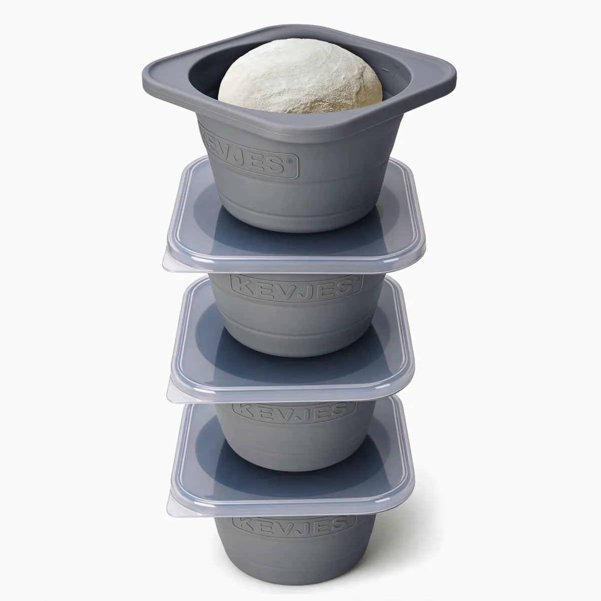PopOut Series 1000ml Collapsible Pizza Dough Proofing Containers (4-Pack, Space Grey) for 12–16 Inch Pizzas